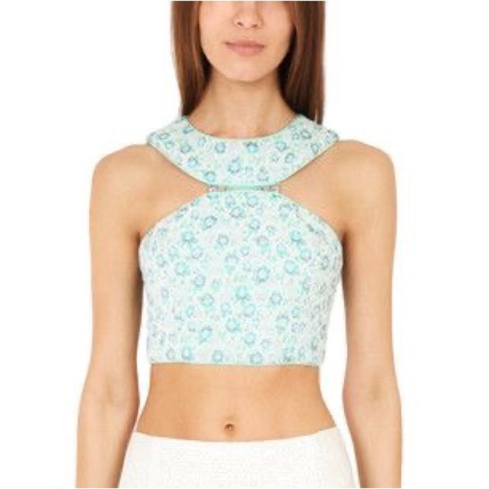 Vintage Charlotte Ronson Electric Floral Brocade Crop Top